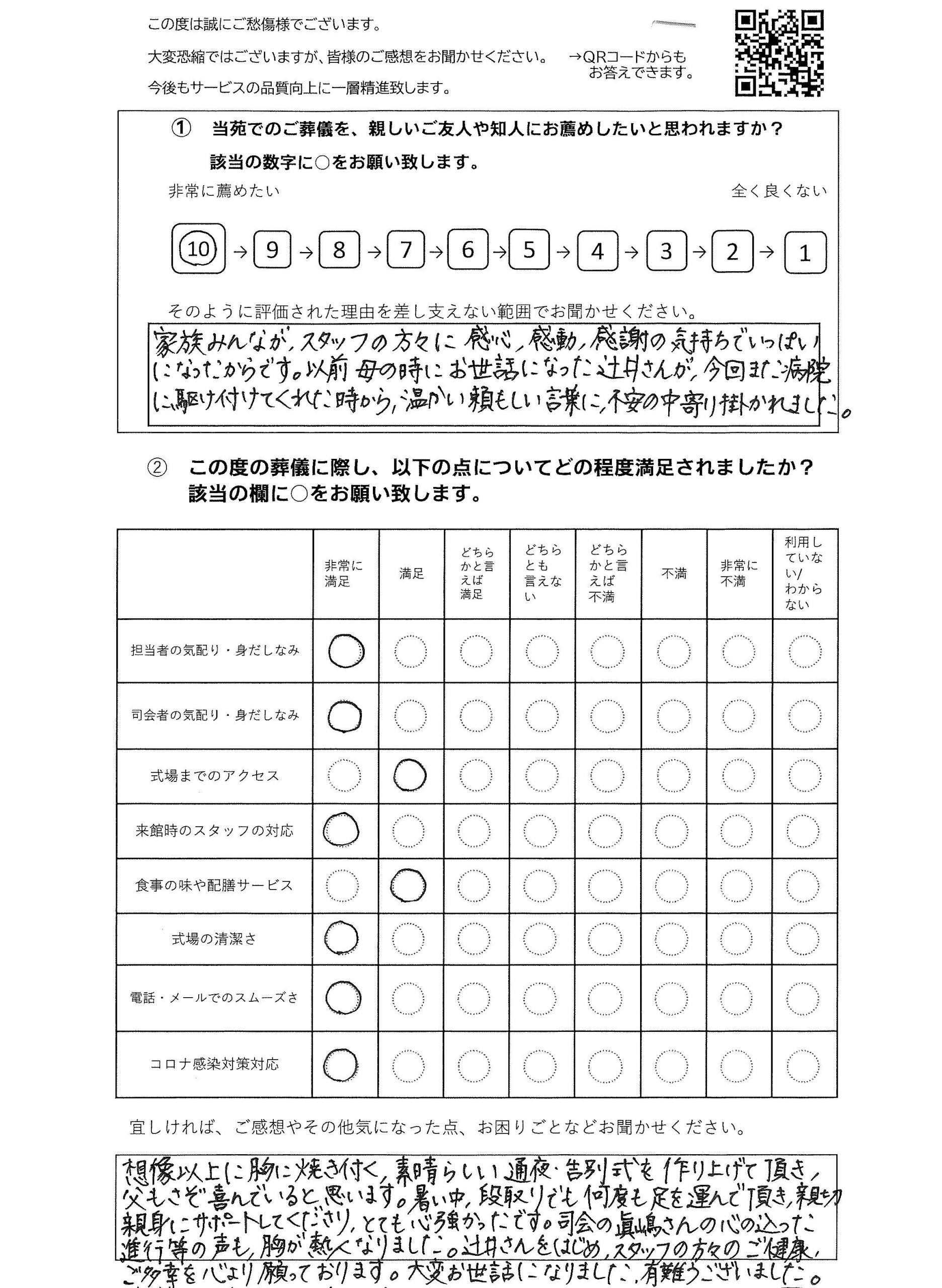 お客様の声 柏市 高柳 新柏 柏の葉 で葬儀 葬式 家族葬なら柏斎苑