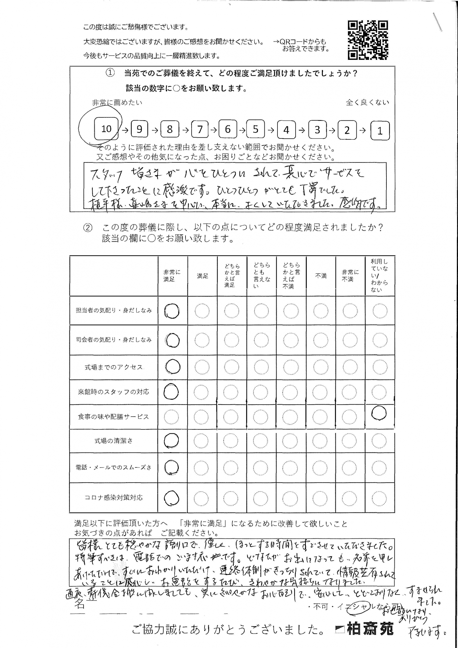 柏市高柳m様 柏斎苑 高柳西口ホール 柏市 高柳 新柏 柏の葉 で葬儀 葬式 家族葬なら柏斎苑